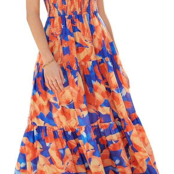 Dresses & Skirts - Women's Summer Flowy Maxi Dress Floral Halter Backless A-Line Size M